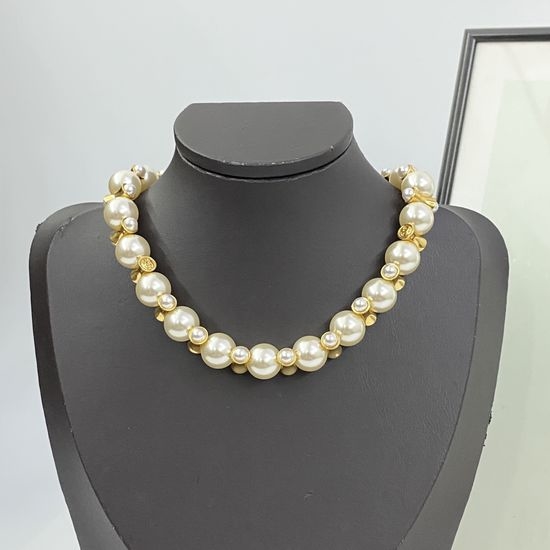 Chanel Pearl Lava Metal Choker Necklace