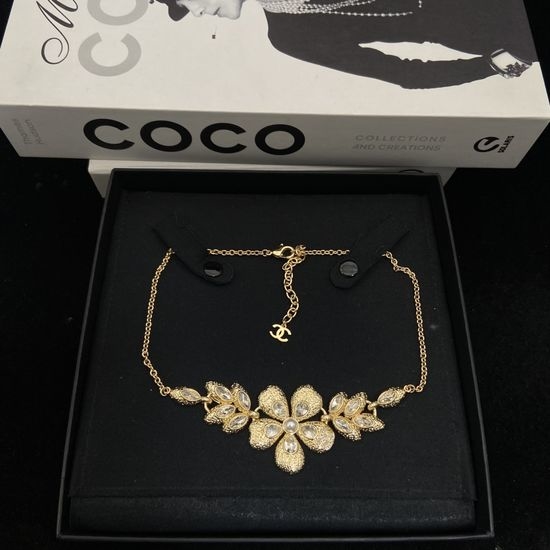 Chanel Wheat Pattern Gold Plated Pendant Necklace