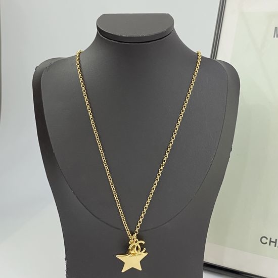 Chanel Gold Star Long Necklace Polished Metal