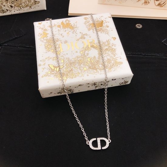 Christian Dior CD Mini Round Pendant Gold Necklace