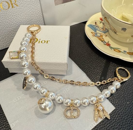 Christian Dior CD Pearl Chain Pendant Keychain Ornament