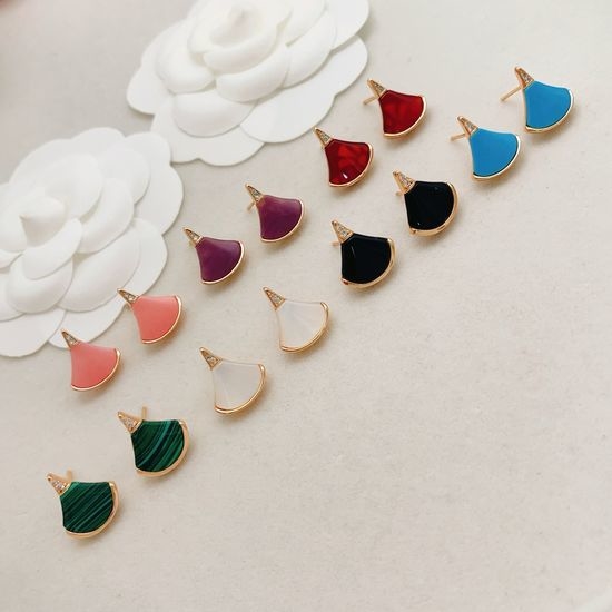 Bvlgari Seven Color Shell Fan Shaped Earrings