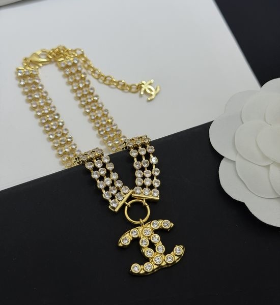 Chanel Three Layer Diamond Encrusted Necklace