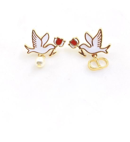 Christian Dior CD Dove Rose Design Earrings