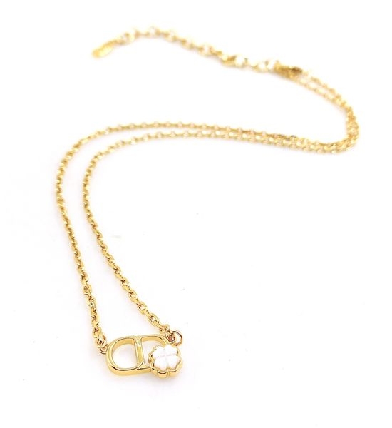 Christian Dior CD White Flower Fashion Pendant Necklace