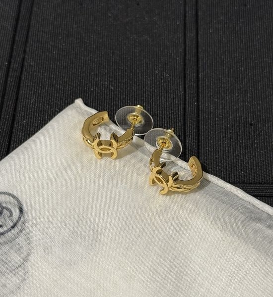 Chanel Quilted Pattern Half Hoop Earrings