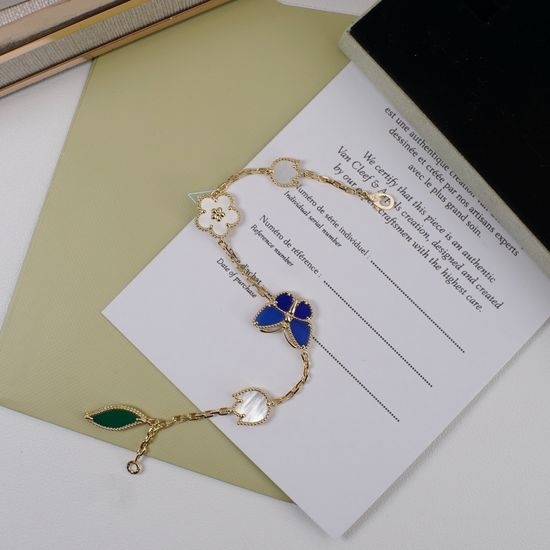 Van Cleef & Arpels VCA Butterfly Gemstone Inlaid Delicate Bracelet