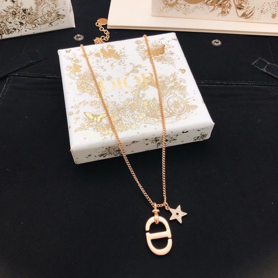 Christian Dior CD Rose Gold Pig Nose Pendant Necklace