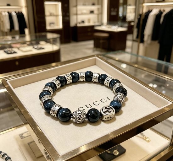 Gucci Blue Tiger s Eye Beaded Bracelet