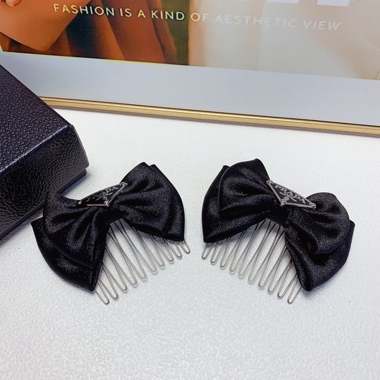 Prada Bow Hair Comb Clips Set Elegant Accessory