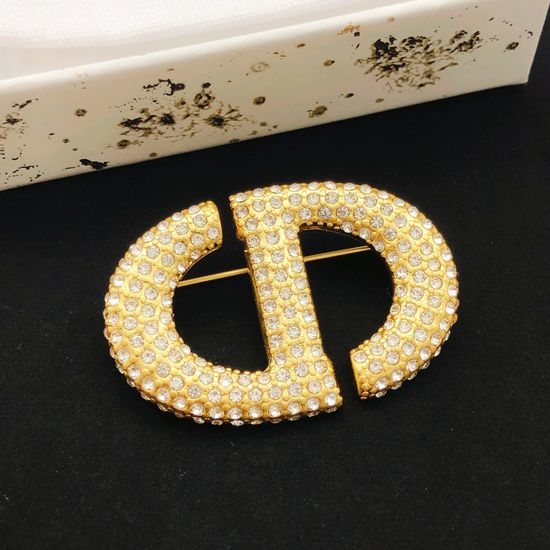 Christian Dior CD Diamond Encrusted Nose Shaped Brooch