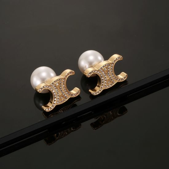 Celine Delicate Golden Stud Earrings Match All Outfits