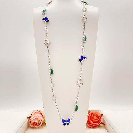 Van Cleef & Arpels VCA Simple Silver Butterfly Necklace High Quality