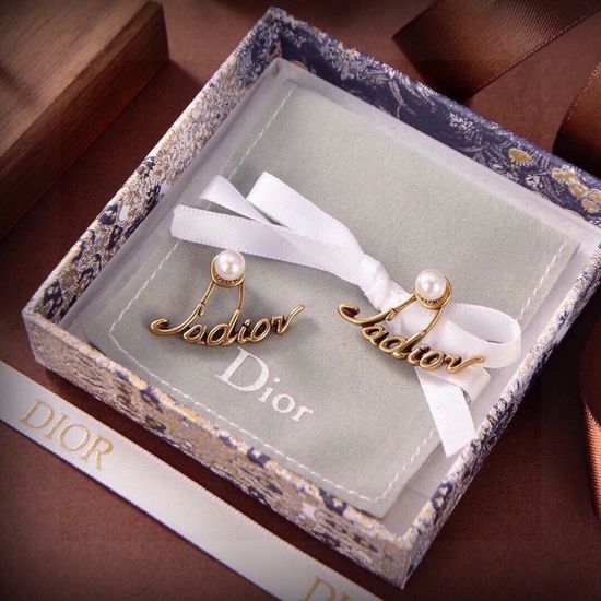 Christian Dior CD Letter Stud Earrings Premium Brass Material
