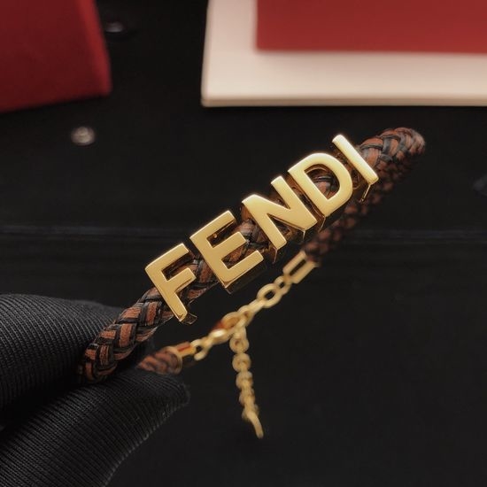 Fendi Genuine Leather Strap Bracelet