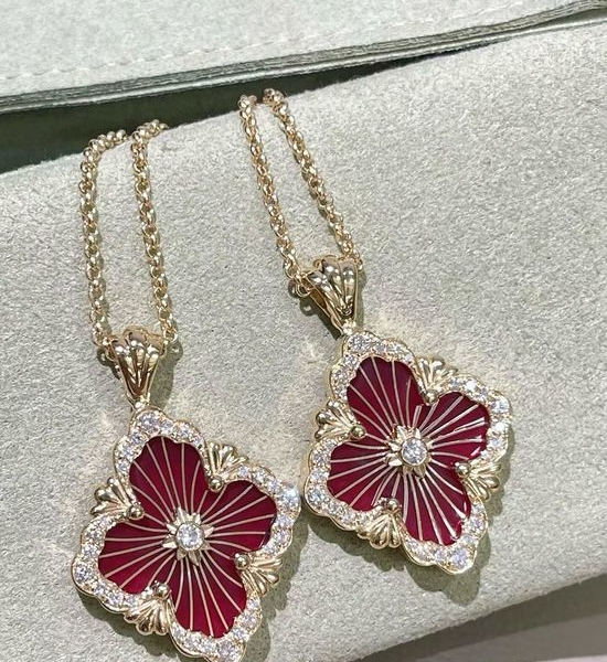 Buccellati Red Enamel Diamond Opera Necklace