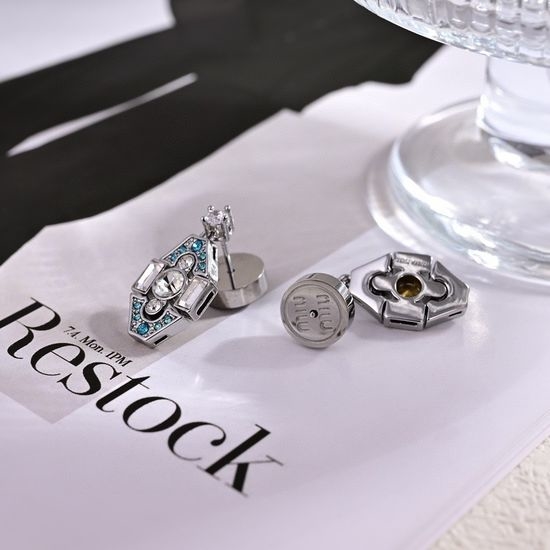 Miu Miu Brass Material Letter Stud Earrings