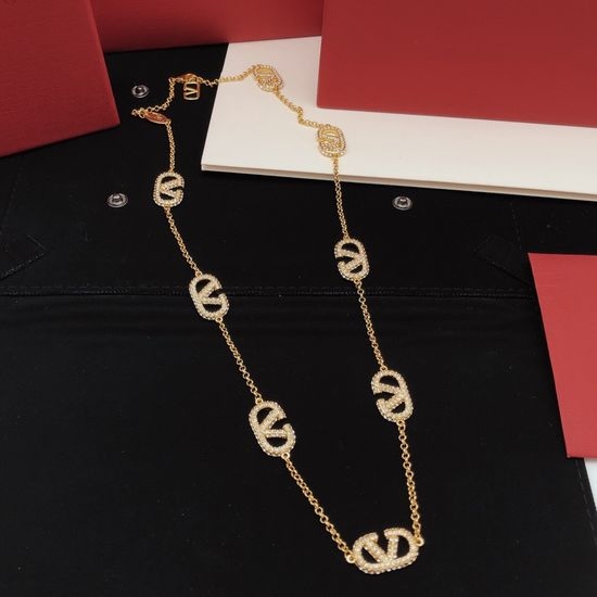 Valentino V-shaped Diamond Inlaid Necklace