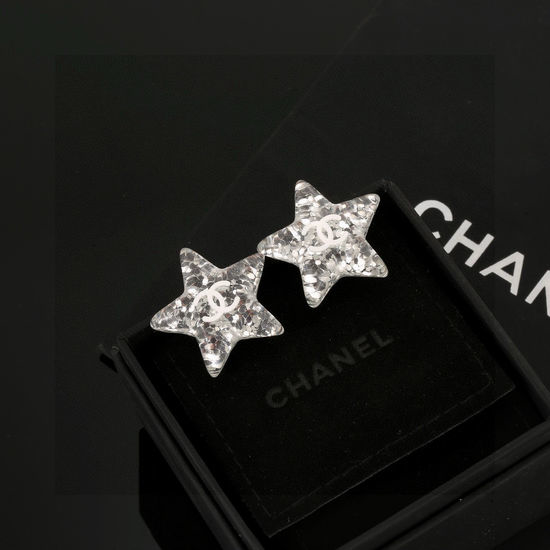 Chanel Star Sequin Stud Earrings Three Dimensional Design