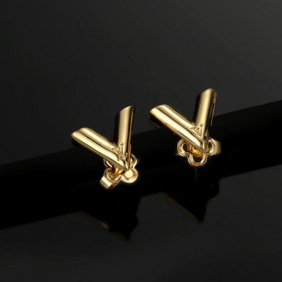 Louis Vuitton LV Monogram Letter Stud Earrings Classic Design