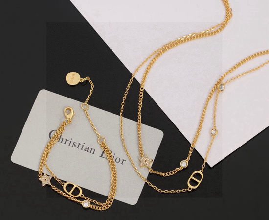 Christian Dior CD Double Layer Classic Bracelet Necklace