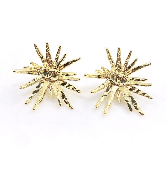 Chanel Gold Sunflower Stud Earrings