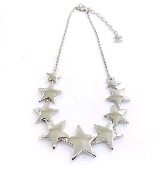 Chanel White Gold Irregular Star Necklace