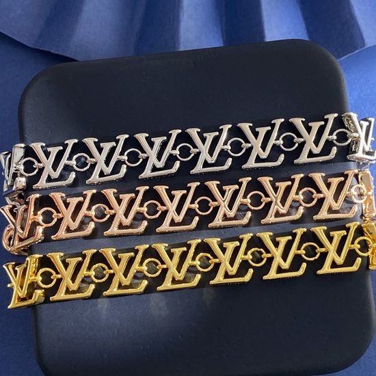Louis Vuitton LV Classic Letter Motif Brass Bracelet