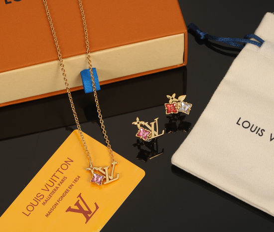 Louis Vuitton LV Color Diamond Necklace Earrings Set