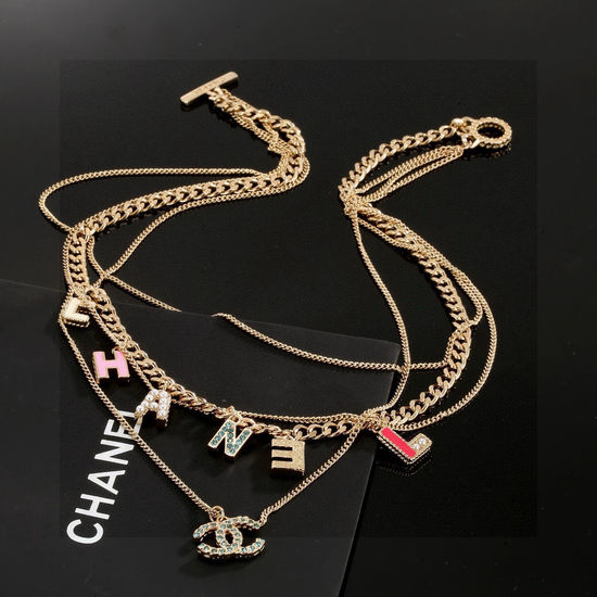 Chanel Multi Layer Chain Sparkling Rhinestone Necklace