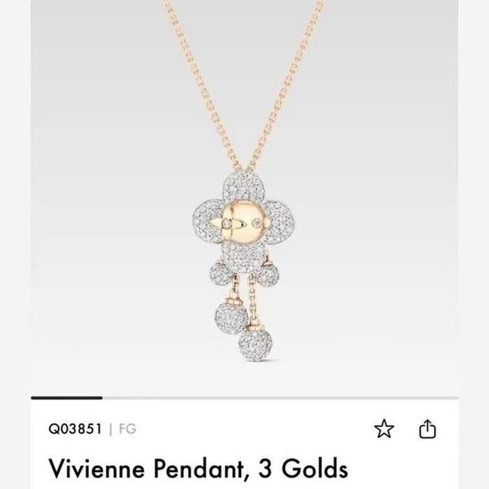 Louis Vuitton LV Flower Pendant Necklace Polished Brass