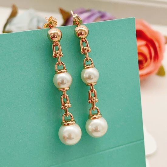 Fendi Rose Gold Tassel Pearl Earrings