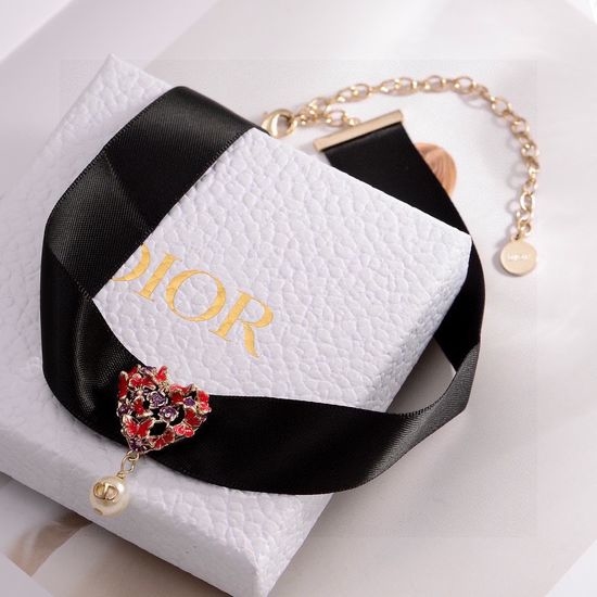 Christian Dior CD Premium Brass Texture Necklace