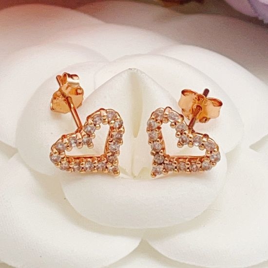 Fendi Rose Gold Diamond Heart Earrings