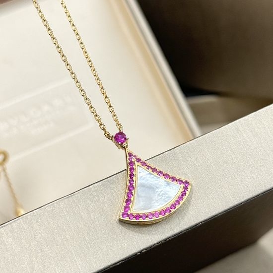Bottega Veneta BV White Mother of Pearl Fan Shape Necklace