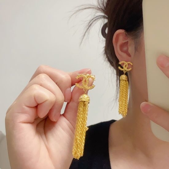Chanel Retro Gold Tassel Long Drop Earrings