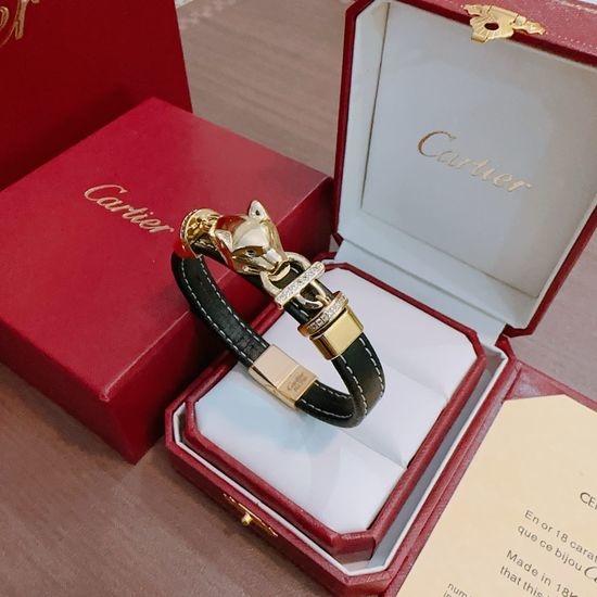 Cartier Gold Leather Bracelet Elegant Handcrafted Jewelry