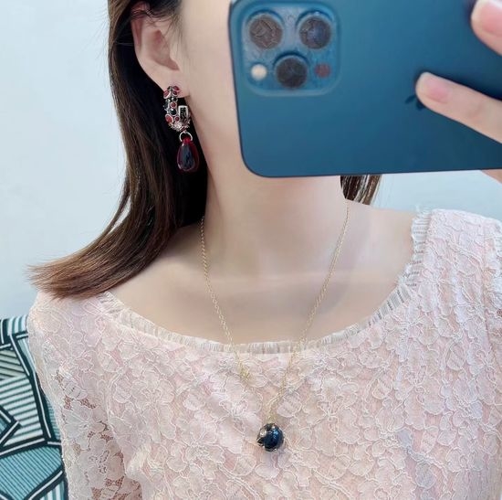 Yves Saint Laurent YSL Vintage Silver Glass Drop Earrings