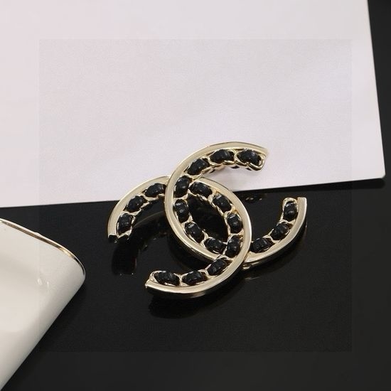 Chanel Leather Inlaid High Carbon Diamond Brooch