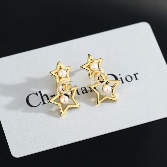 Christian Dior CD Star Shaped Full Diamond Stud Earrings