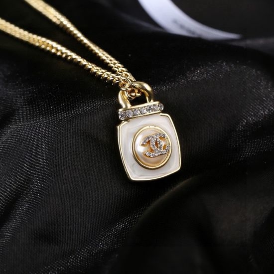 Chanel Classic Double Letter Necklace Brass Material