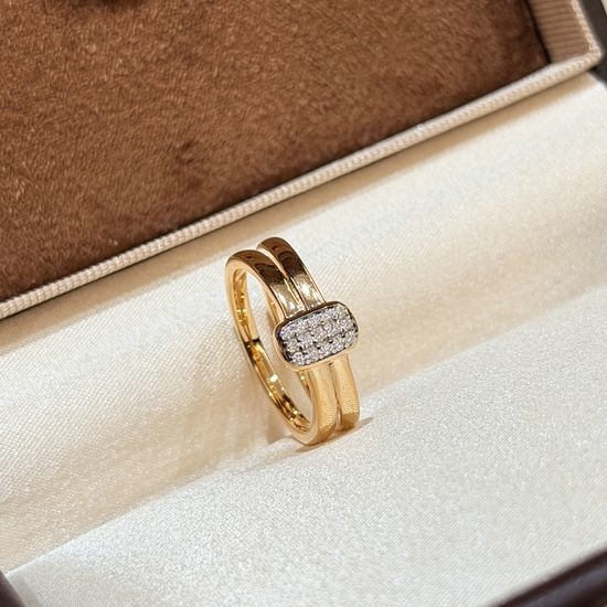 Pomellato Double Layer Half Diamond Cross Ring