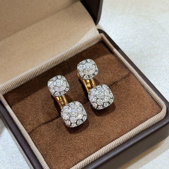 Pomellato Honeycomb Full Rhinestone Clip On Earrings