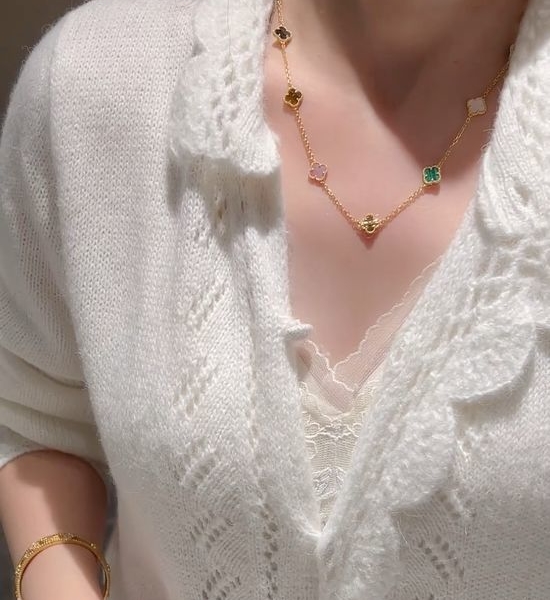 Van Cleef & Arpels VCA Gold Alloy Mini Mixed Color Necklace