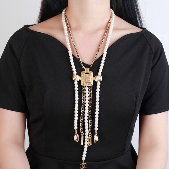 Chanel Tassel Long Sweater Necklace