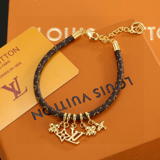 Louis Vuitton LV Reversible Leather Cord Bracelet Polished Classic Jewelry
