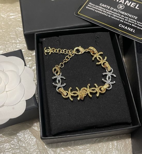 Chanel Vintage Style Two-tone Smooth Bracelet
