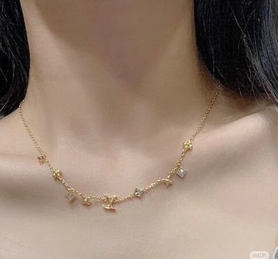 Louis Vuitton LV Crystal Embellished Pendant Necklace