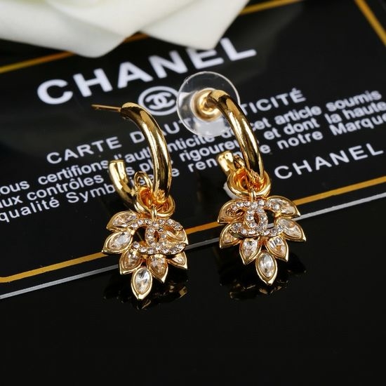 Chanel Classic Design Brass Stud Earrings