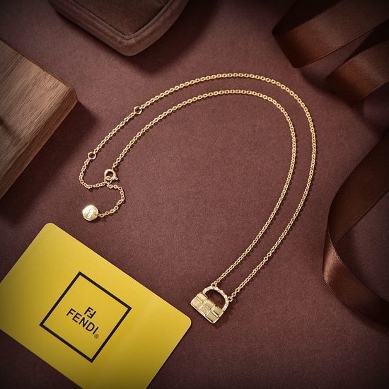 Fendi Classic Logo Engraved Pendant Necklace